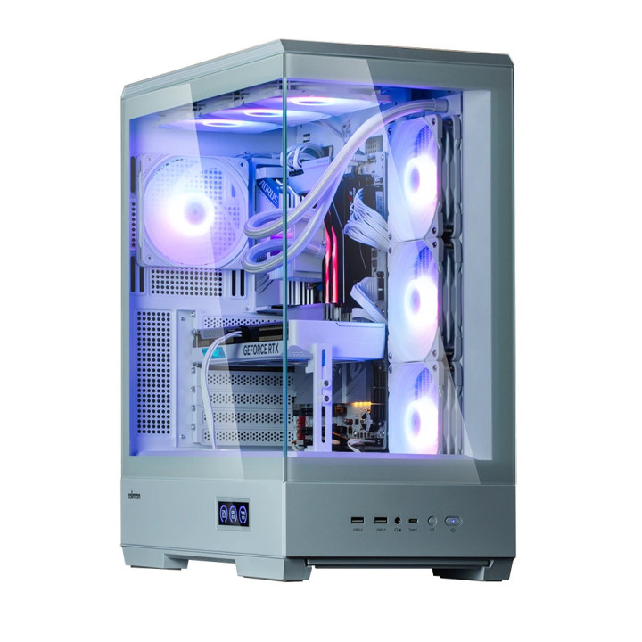 Кутия за компютър Zalman P50 DS White, ATX, Digital Display, Addressable RGB - ZM-P50-DS-WH