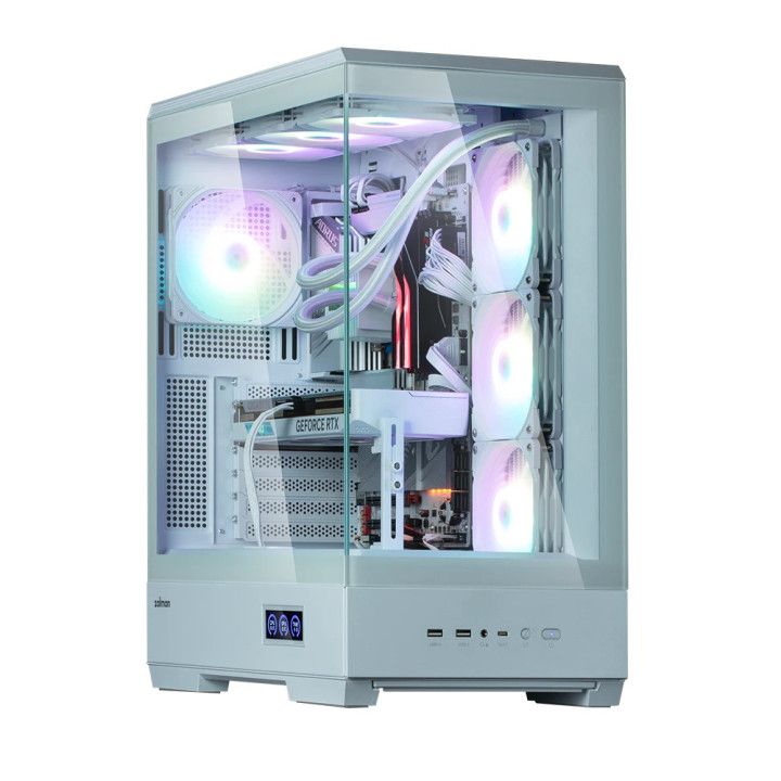 Кутия за компютър Zalman P50 DS White, ATX, Digital Display, Addressable RGB - ZM-P50-DS-WH
