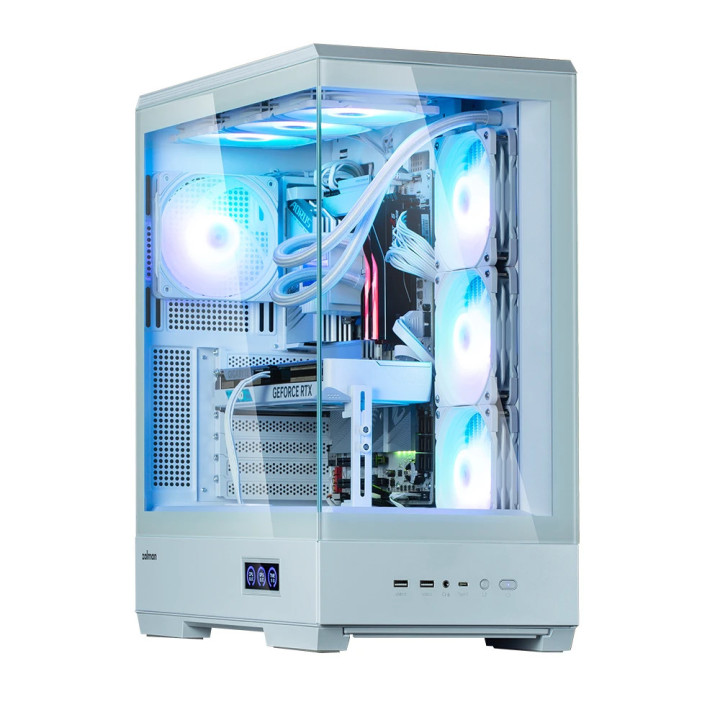 Кутия за компютър Zalman P50 DS White, ATX, Digital Display, Addressable RGB - ZM-P50-DS-WH