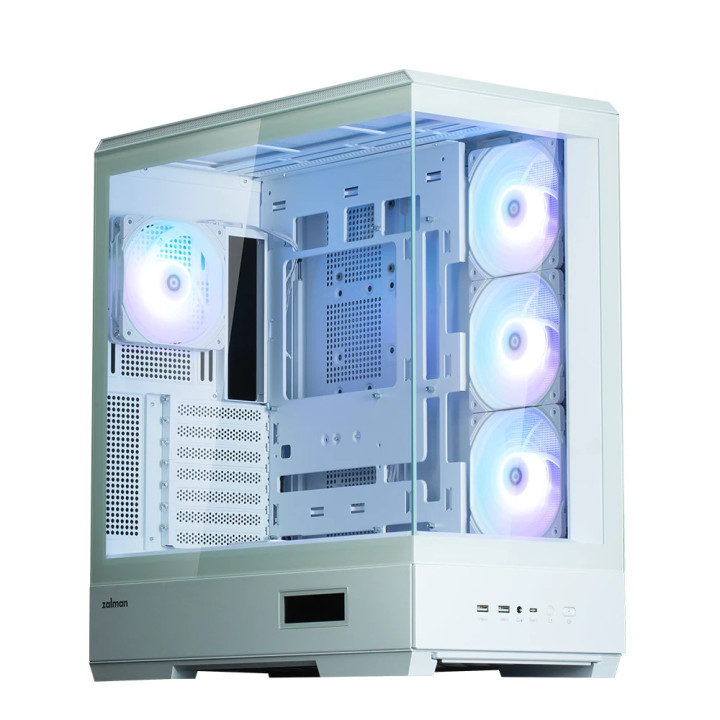 Кутия за компютър Zalman P50 DS White, ATX, Digital Display, Addressable RGB - ZM-P50-DS-WH