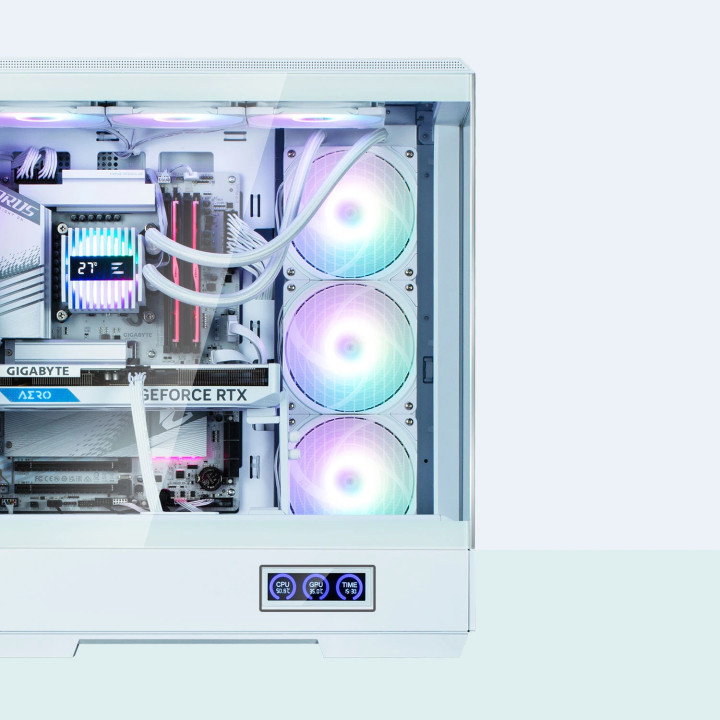 Кутия за компютър Zalman P50 DS White, ATX, Digital Display, Addressable RGB - ZM-P50-DS-WH