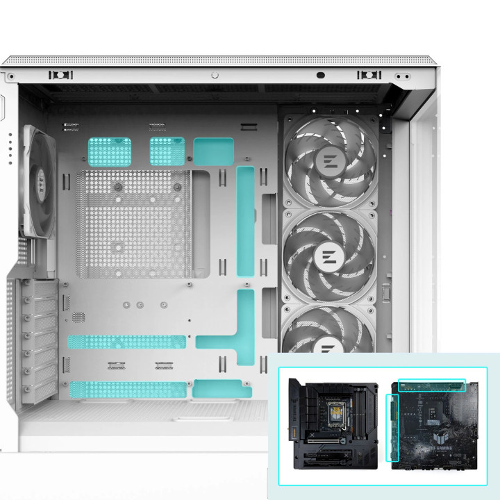 Кутия за компютър Zalman P50 DS White, ATX, Digital Display, Addressable RGB - ZM-P50-DS-WH