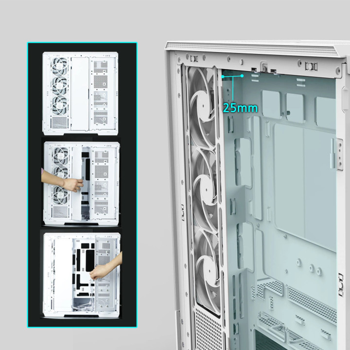 Кутия за компютър Zalman P50 DS White, ATX, Digital Display, Addressable RGB - ZM-P50-DS-WH