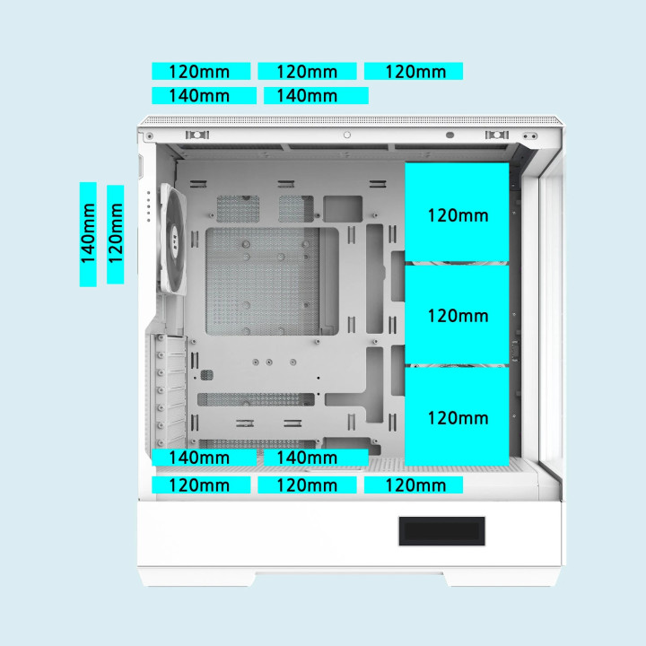 Кутия за компютър Zalman P50 DS White, ATX, Digital Display, Addressable RGB - ZM-P50-DS-WH