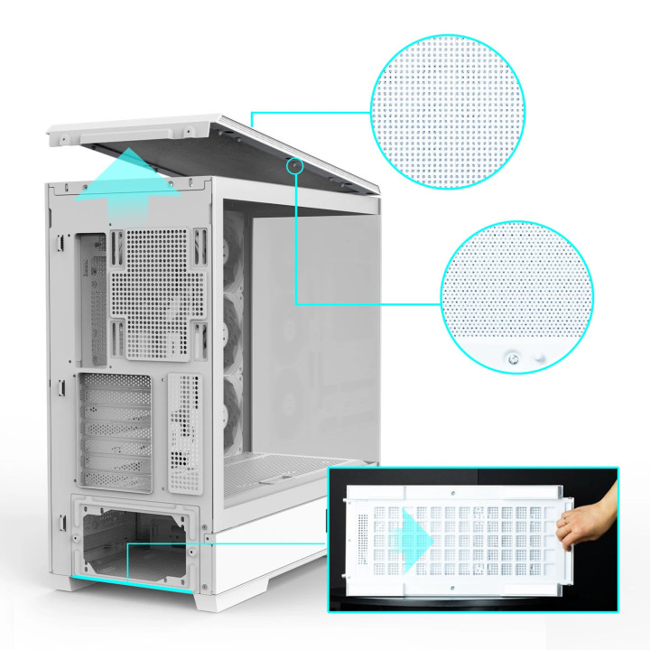 Кутия за компютър Zalman P50 DS White, ATX, Digital Display, Addressable RGB - ZM-P50-DS-WH