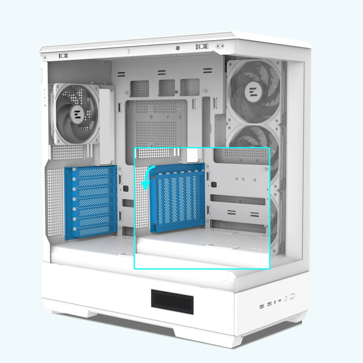 Кутия за компютър Zalman P50 DS White, ATX, Digital Display, Addressable RGB - ZM-P50-DS-WH