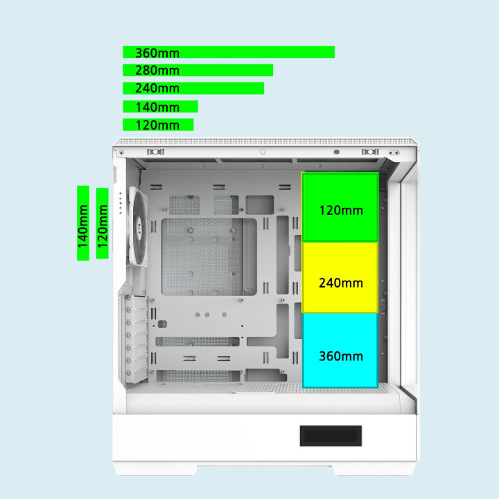 Кутия за компютър Zalman P50 DS White, ATX, Digital Display, Addressable RGB - ZM-P50-DS-WH