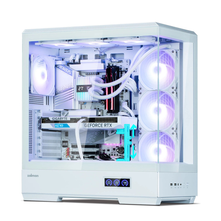Кутия за компютър Zalman P50 DS White, ATX, Digital Display, Addressable RGB - ZM-P50-DS-WH