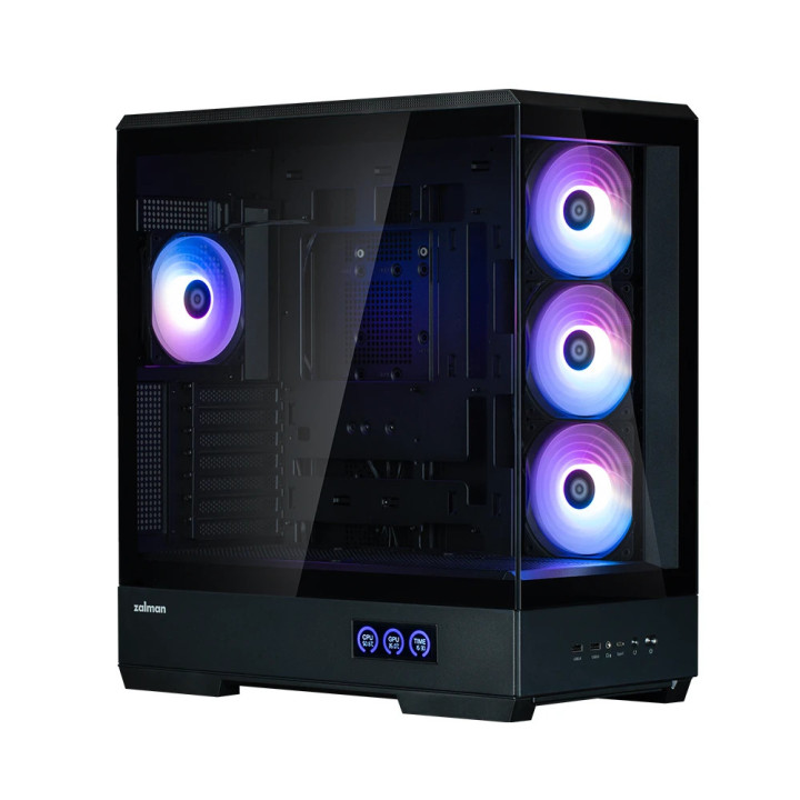 Кутия за компютър Zalman P50 DS Black, ATX, Digital Display, Addressable RGB - ZM-P50-DS-BK