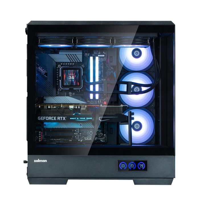 Кутия за компютър Zalman P50 DS Black, ATX, Digital Display, Addressable RGB - ZM-P50-DS-BK