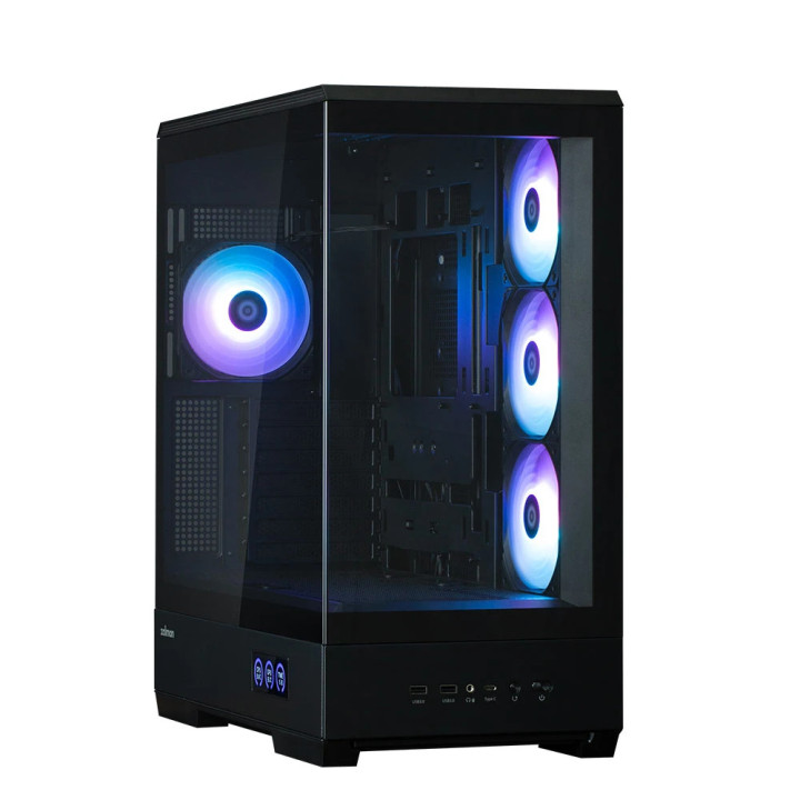 Кутия за компютър Zalman P50 DS Black, ATX, Digital Display, Addressable RGB - ZM-P50-DS-BK