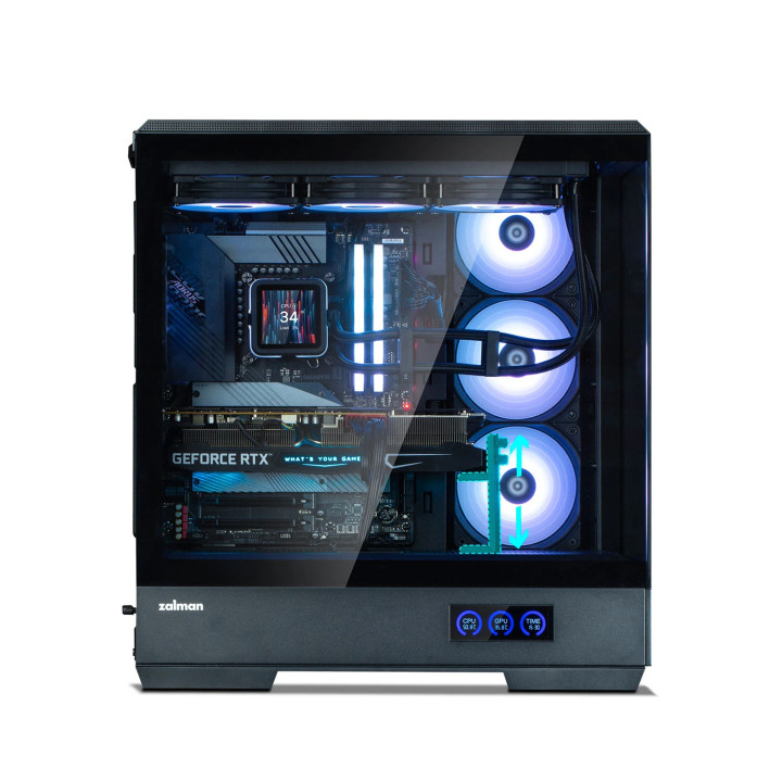 Кутия за компютър Zalman P50 DS Black, ATX, Digital Display, Addressable RGB - ZM-P50-DS-BK