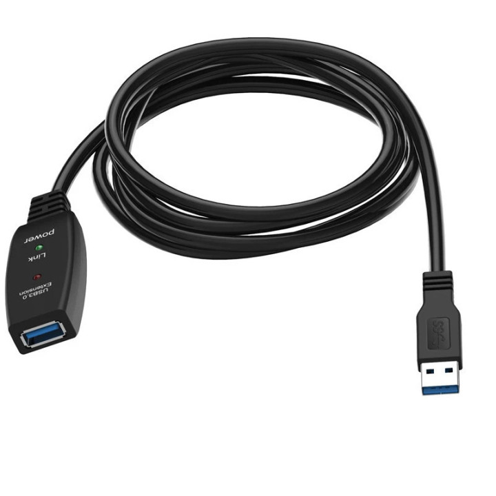 Кабел VCom удължение USB 3.0 AM / AF Active Extension Cable 5M Black - CU827A-5.0m