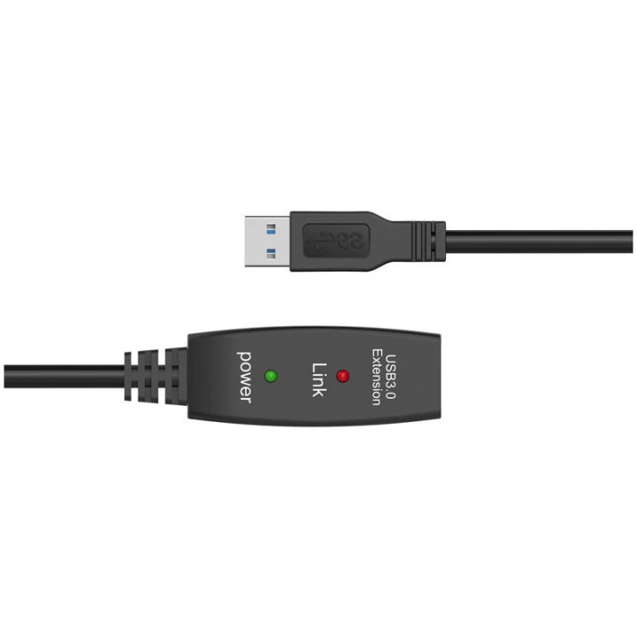Кабел VCom удължение USB 3.0 AM / AF Active Extension Cable 5M Black - CU827A-5.0m