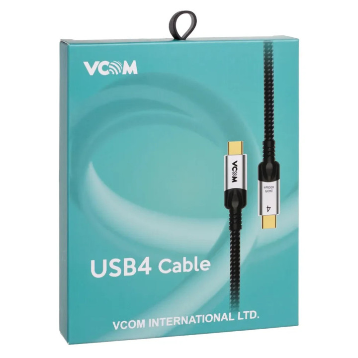 Кабел VCom USB4.0 USB-C/USB-C 40Gbps, 240W - CU560-1.2m