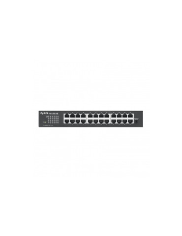 Комутатор ZyXEL GS1100-24E 24-port Gigabit Unmanaged switch v3, Fanless, 802.3az (Green), desktop/19" rackmount - GS1100-24E-EU0103F