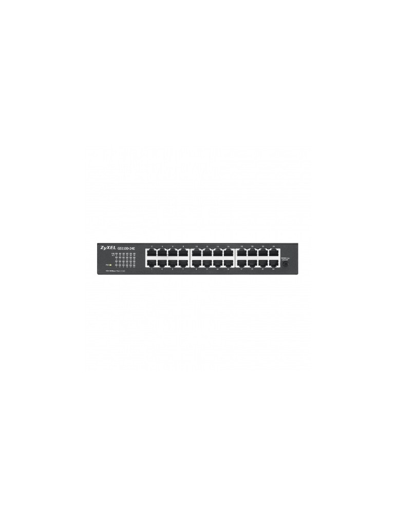 Комутатор ZyXEL GS1100-24E 24-port Gigabit Unmanaged switch v3, Fanless, 802.3az (Green), desktop/19" rackmount - GS1100-24E-EU0103F