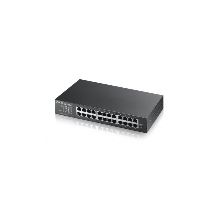 Комутатор ZyXEL GS1100-24E 24-port Gigabit Unmanaged switch v3, Fanless, 802.3az (Green), desktop/19" rackmount - GS1100-24E-EU0103F