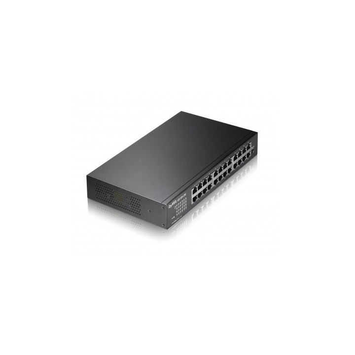 Комутатор ZyXEL GS1100-24E 24-port Gigabit Unmanaged switch v3, Fanless, 802.3az (Green), desktop/19" rackmount - GS1100-24E-EU0103F