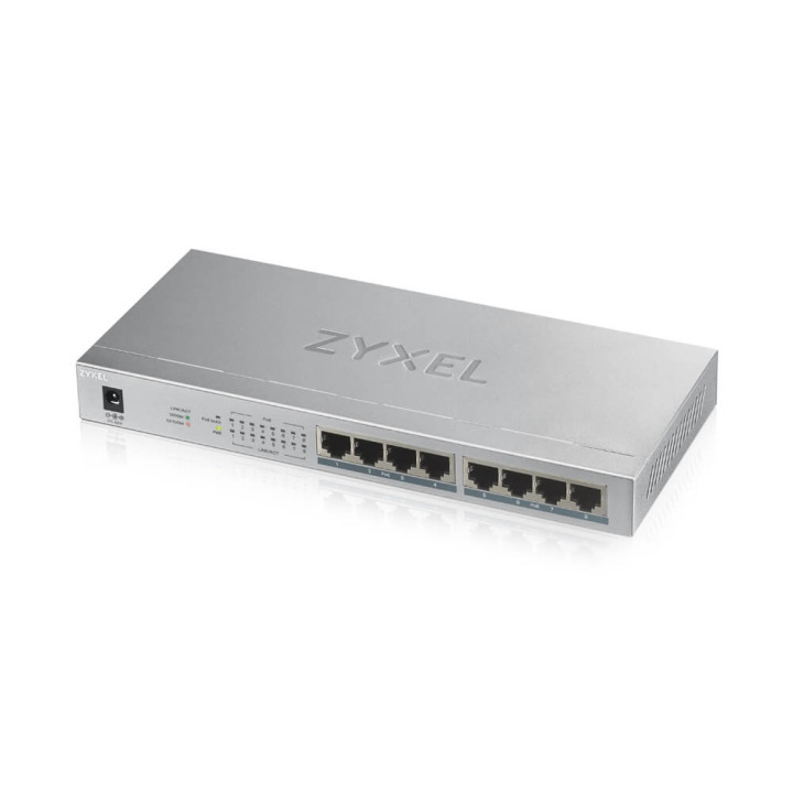 Комутатор ZyXEL GS1008-HP, 8 Port Gigabit PoE  unmanaged desktop Switch, 8 x PoE, 60 Watt - GS1008HP-EU0101F