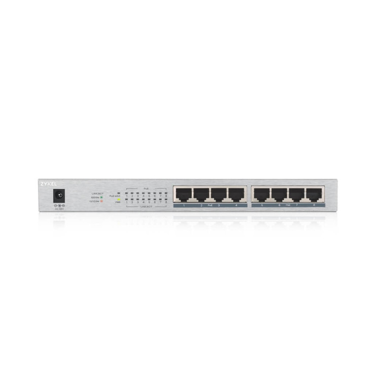 Комутатор ZyXEL GS1008-HP, 8 Port Gigabit PoE  unmanaged desktop Switch, 8 x PoE, 60 Watt - GS1008HP-EU0101F