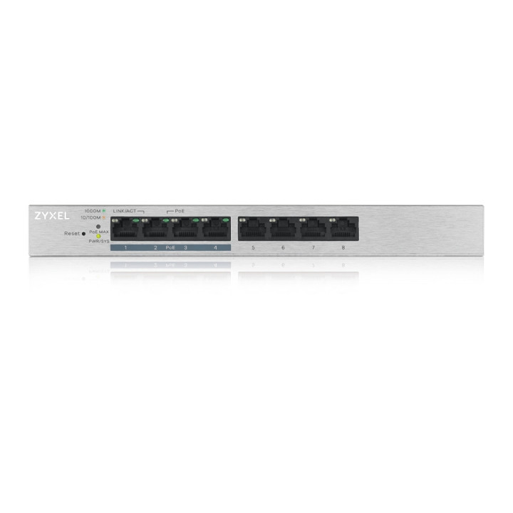 Комутатор ZyXEL GS1200-8HPv2, 8 Port Gigabit PoE  webmanaged Switch, 4x PoE, 60 Watt - GS1200-8HPV2-EU0101F