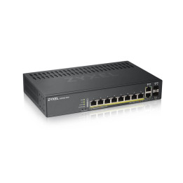 Комутатор ZyXEL GS1920-8HPv2, 10 Port Smart Managed Switch 8x Gigabit Copper and 2x Gigabit dual pers., hybrid mode, standalone or NebulaFlex Cloud, 130 Watt PoE, fanless - GS1920-8HPV2-EU0101F