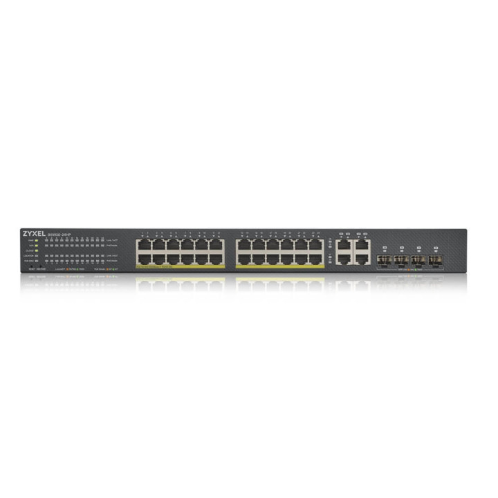 Комутатор ZyXEL GS1920-24HPv2, 28 Port Smart Managed Switch 24x Gigabit Copper and 4x Gigabit dual pers., hybird mode, standalone or NebulaFlex Cloud - GS192024HPV2-EU0101F