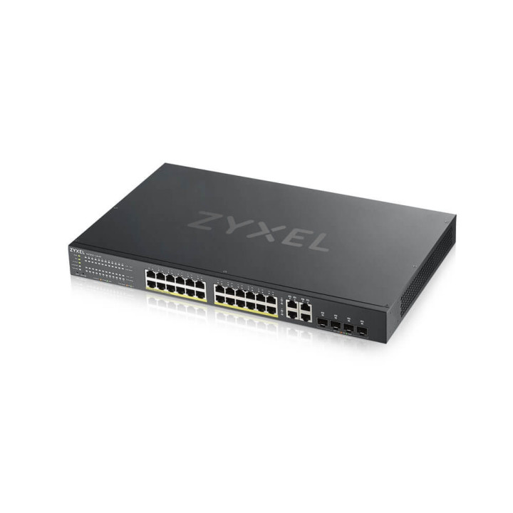 Комутатор ZyXEL GS1920-24HPv2, 28 Port Smart Managed Switch 24x Gigabit Copper and 4x Gigabit dual pers., hybird mode, standalone or NebulaFlex Cloud - GS192024HPV2-EU0101F