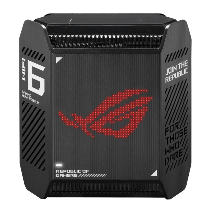 Меш система Asus Gaming Mesh WiFi system, ROG Rapture GT6 1PK, AX10000, Tri-Band, up to 275m2, Tri-Core 1.7GHz CPU, 256MB/512MB Flash/RAM, 2.5G port, AiProtection Pro, AiMesh, Black - 90IG07F0-MU9A10