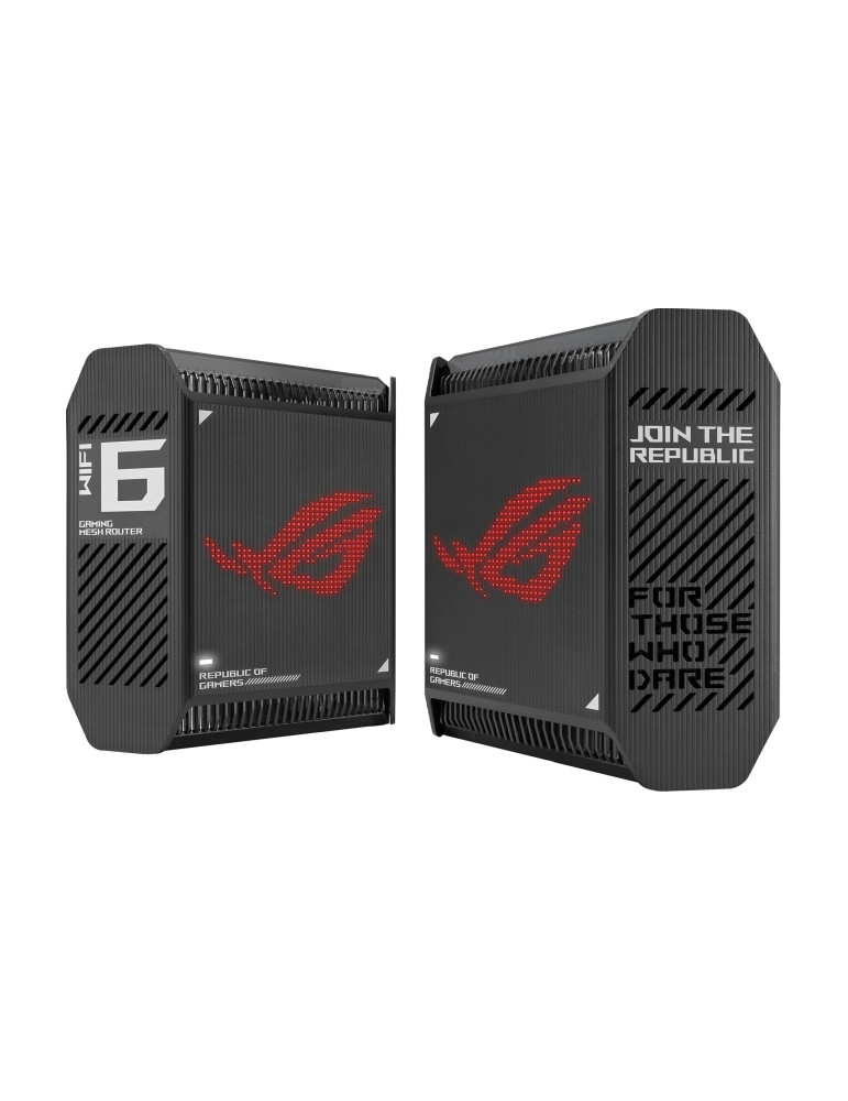 Меш система Asus Gaming Mesh WiFi system, ROG Rapture GT6 2PK, AX10000, Tri-Band, up to 540m2, Tri-Core 1.7GHz CPU, 256MB/512MB Flash/RAM, 2.5G port, AiProtection Pro, AiMesh, Black - 90IG07F0-MU9A20