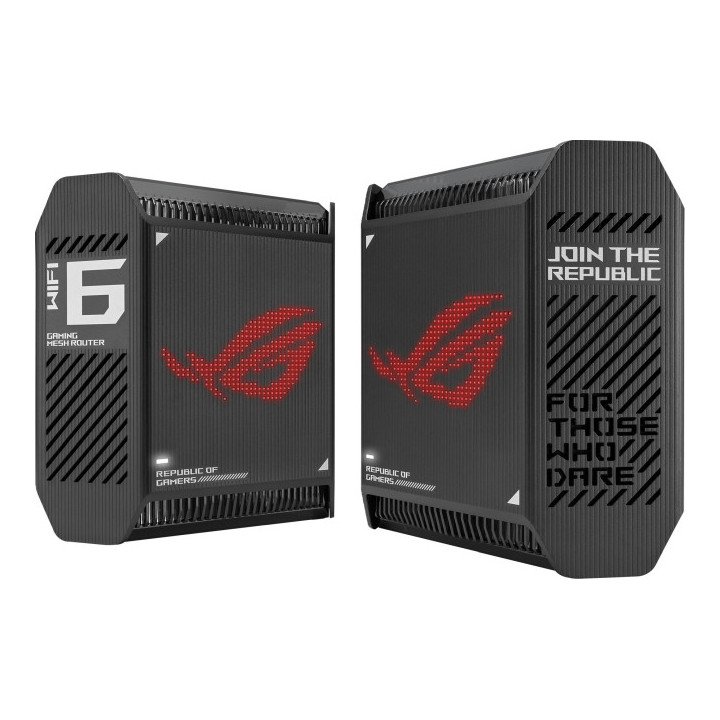 Меш система Asus Gaming Mesh WiFi system, ROG Rapture GT6 2PK, AX10000, Tri-Band, up to 540m2, Tri-Core 1.7GHz CPU, 256MB/512MB Flash/RAM, 2.5G port, AiProtection Pro, AiMesh, Black - 90IG07F0-MU9A20