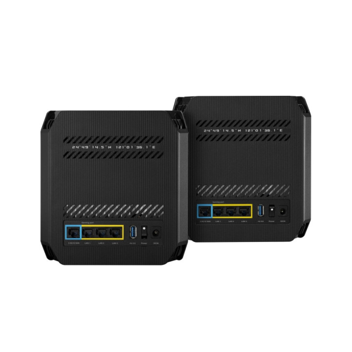 Меш система Asus Gaming Mesh WiFi system, ROG Rapture GT6 2PK, AX10000, Tri-Band, up to 540m2, Tri-Core 1.7GHz CPU, 256MB/512MB Flash/RAM, 2.5G port, AiProtection Pro, AiMesh, Black - 90IG07F0-MU9A20