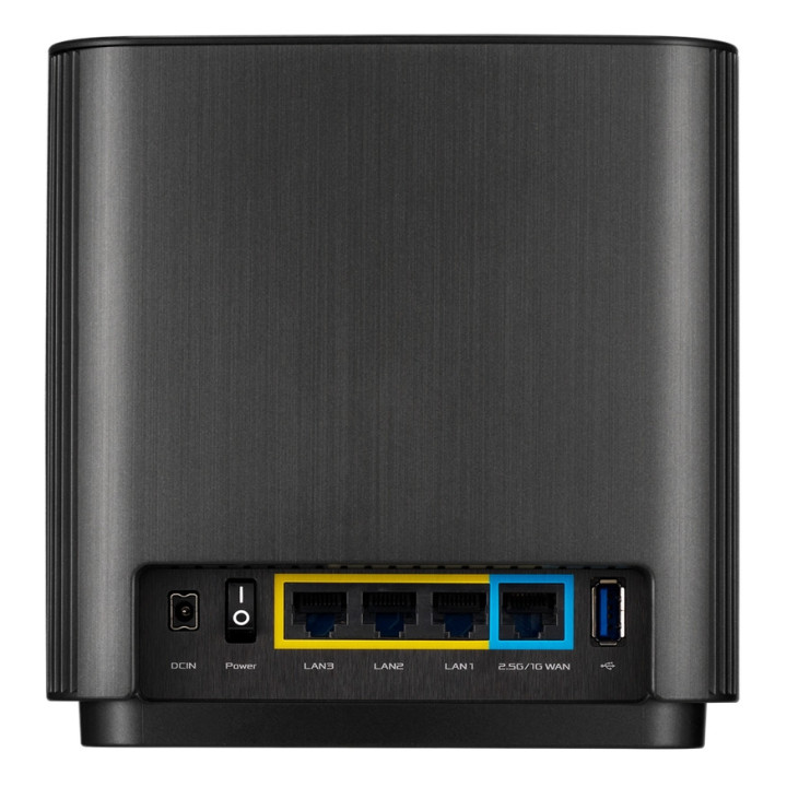 Меш система Asus Mesh WiFi system, ZenWiFi XT8 V2 2PK, AX6600, Tri-Band, coverage up to 510m2, Quad-Core 1.5GHz CPU, 256MB/512MB Flash/RAM, 2.5G port, AiProtection Pro, AiMesh, Black - 90IG0590-MO3A20
