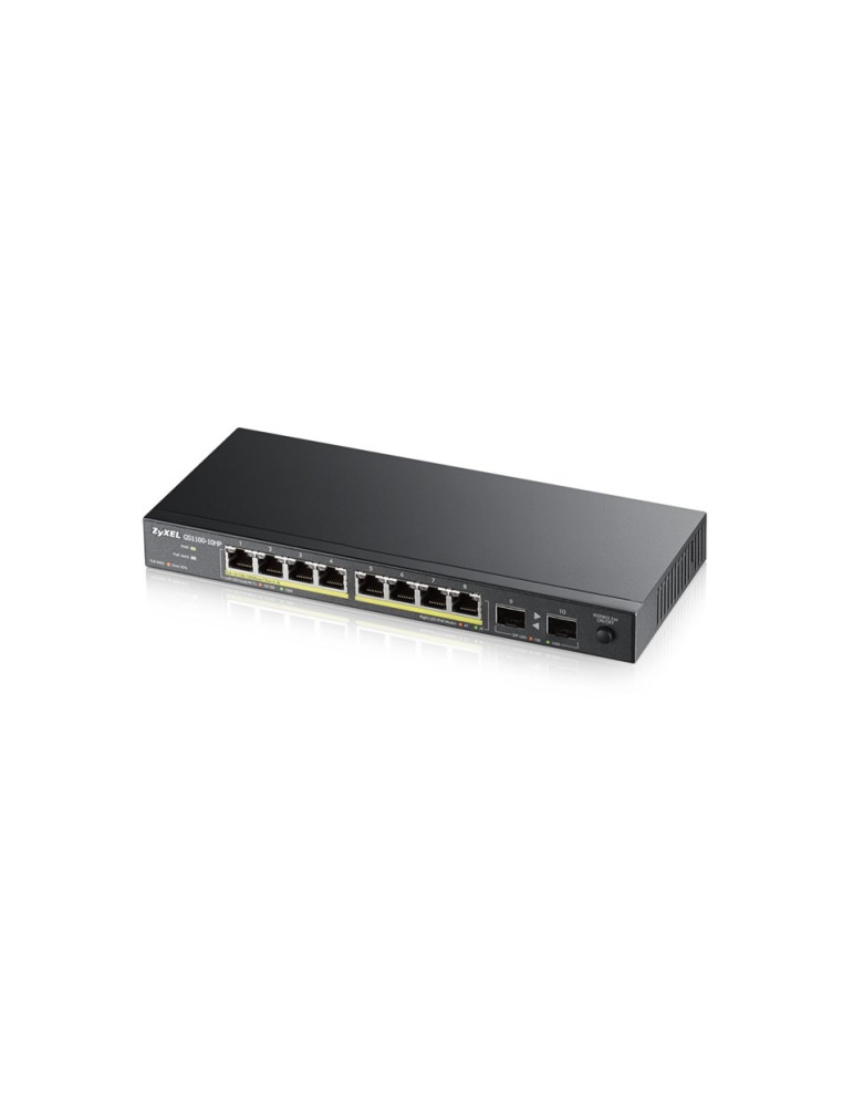 Комутатор ZyXEL GS1100-10HP v2, unmanage PoE 8x Gigabit, 2x Fiber Uplink, 120 Watt PoE - GS1100-10HP-EU0102F