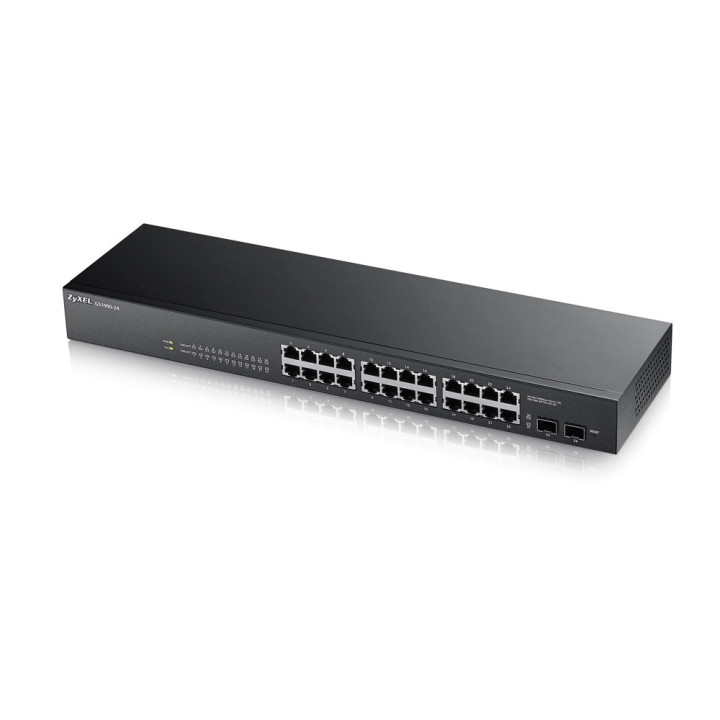 Комутатор ZyXEL GS1900-24 v2, 24-port GbE L2 Smart Switch, rackmount, fanless - GS1900-24-EU0102F