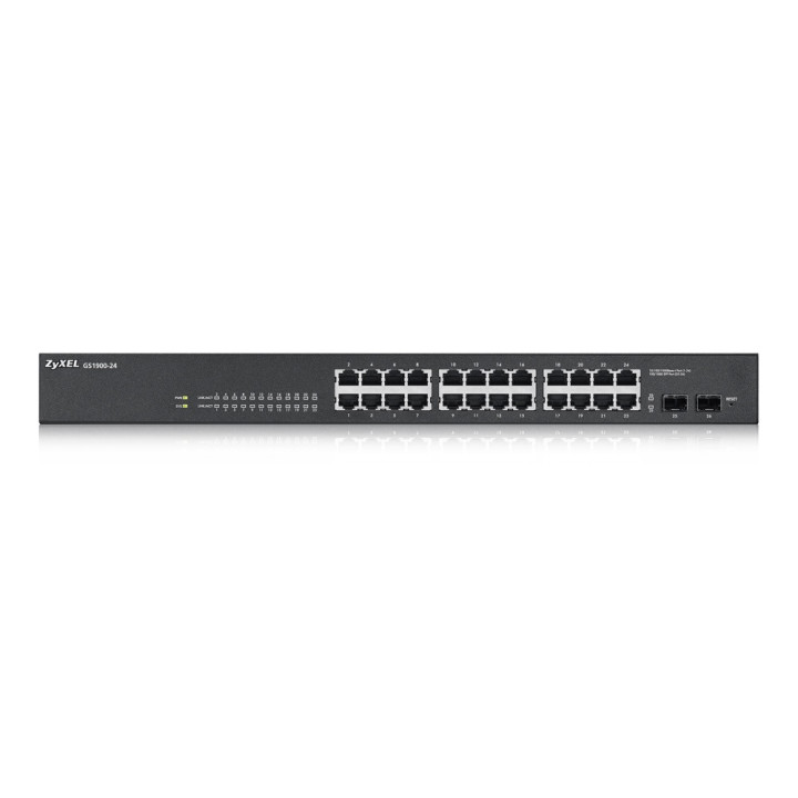 Комутатор ZyXEL GS1900-24 v2, 24-port GbE L2 Smart Switch, rackmount, fanless - GS1900-24-EU0102F