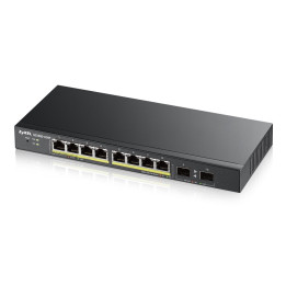 Комутатор ZyXEL GS1900-10HP v2, 8-port GbE L2 PoE Smart Switch   2 SFP slots, 802.3at, desktop, fanless, 70 Watt - GS1900-10HP-EU0102F