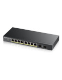 Комутатор ZyXEL GS1900-10HP v2, 8-port GbE L2 PoE Smart Switch   2 SFP slots, 802.3at, desktop, fanless, 70 Watt - GS1900-10HP-EU0102F