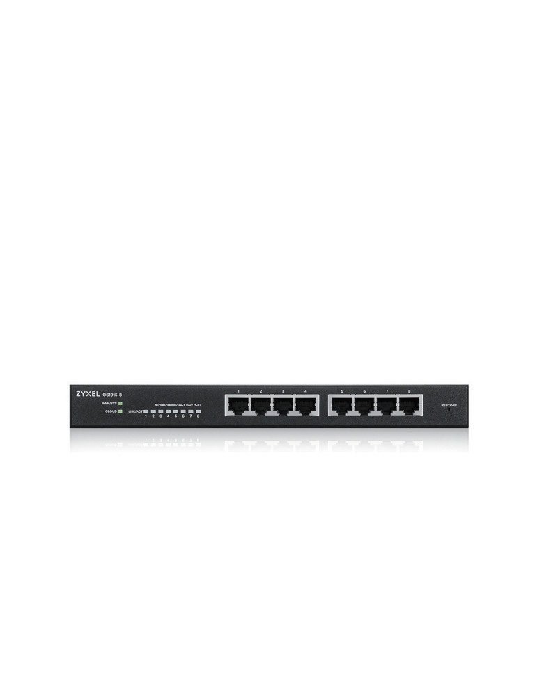 Комутатор ZyXEL GS1915-8, 8-port GbE Smart hybrid mode Switch, standalone or NebulaFlex Cloud, desktop, fanless - GS1915-8-EU0101F