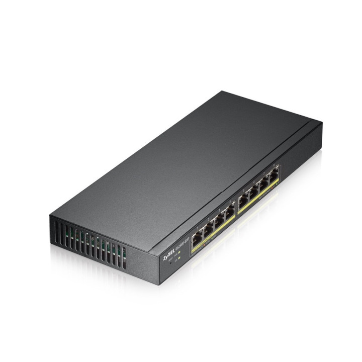 Комутатор ZyXEL GS1900-8HP, 8-port GbE L2 PoE Smart Switch, 802.3at, desktop, fanless, 70 Watt - GS1900-8HP-EU0103F
