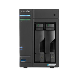 Мрежови сториджи Asustor Lockerstor AS6702T, 2 Bay NAS, Intel Jasper Lake 4C 2.0 GHz, 4GB DDR4 SODIMM, M.2 NVMe x4 slots (Diskless), USB 3.2 Gen 2x2, Dual 2.5GbE Ports, SSD Caching