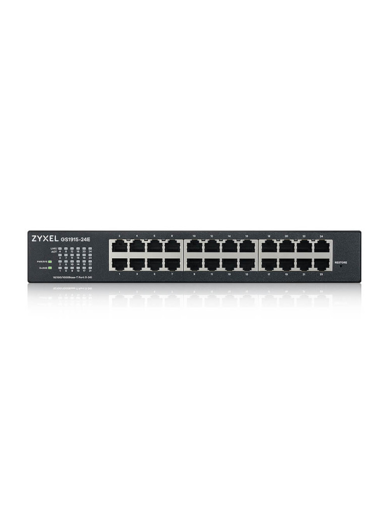 Комутатор ZyXEL GS1915-24E, 24-port GbE Smart hybrid mode Switch, standalone or NebulaFlex Cloud, rackmount, fanless - GS1915-24E-EU0101F