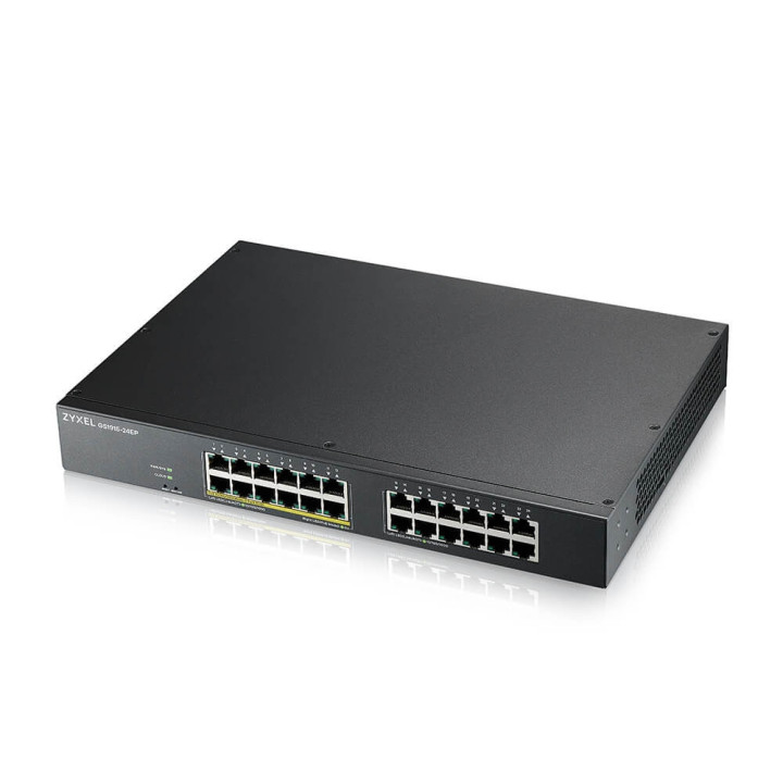 Комутатор ZyXEL GS1915-24E, 24-port GbE Smart hybrid mode Switch, standalone or NebulaFlex Cloud, rackmount, fanless - GS1915-24E-EU0101F