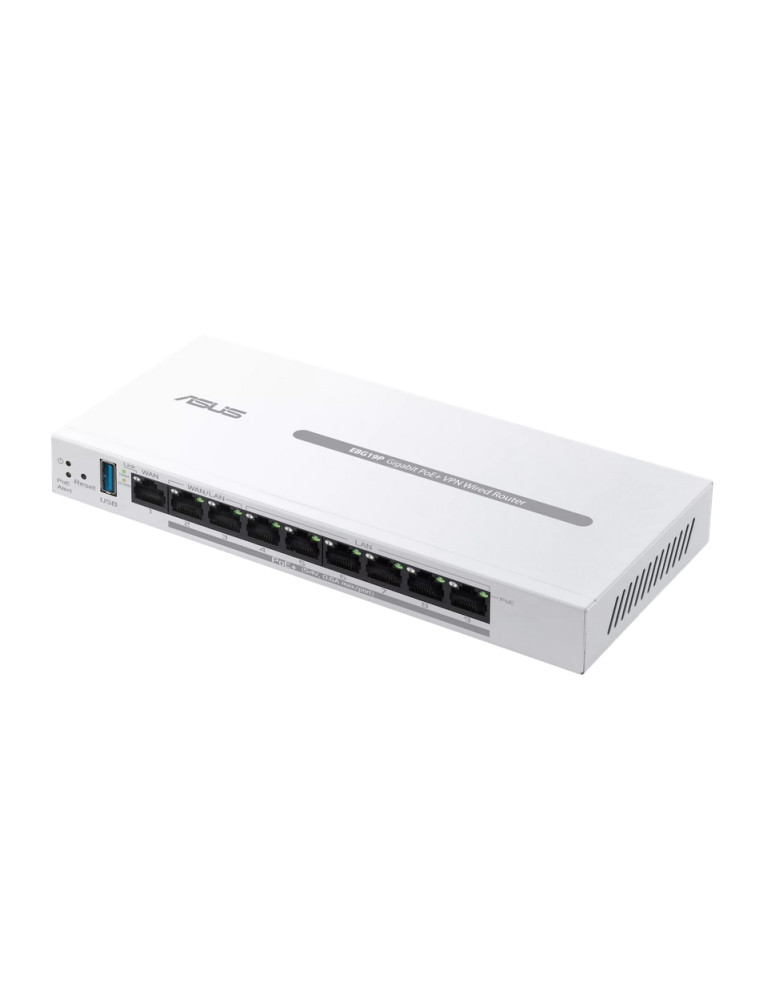 Рутер Asus Business Gigabit PoE  VPN Wired Router, ExpertWiFi EBG19P, 8 PoE  ports, 123W, 1 gigabit WAN 2 gigabit WAN/LAN, USB 3.2, PoE, White - 90IG08C0-MO3B00