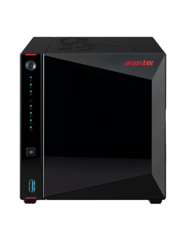 Мрежови сториджи Asustor Nimbustor AS5404T, 4 Bay NAS, Quad-Core 2.0GHz CPU, Dual 2.5GbE Ports, 4GB SO-DIMM DDR4 (Max. 16GB), Four M.2 SSD Slots (Diskless), 3x USB 3.2 Gen 1 Type A, Black