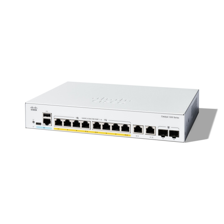 Комутатор Cisco Catalyst 1200 8-port GE, PoE, Ext PS, 2x1G Combo - C1200-8P-E-2G