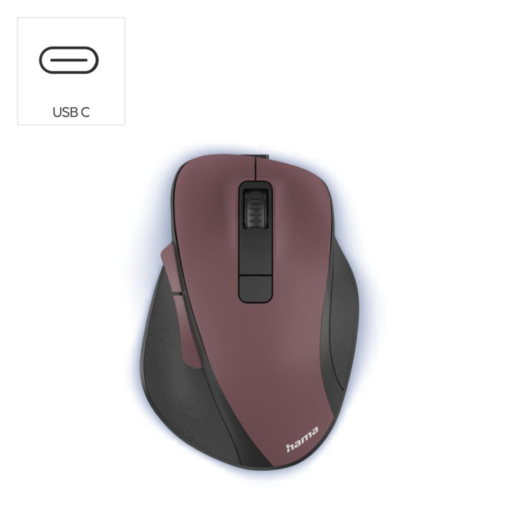 Безжична безшумна мишка HAMA MW-500 Recharge , бордо, 6 бутонна  - HAMA-173033