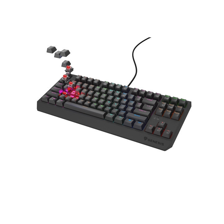Механична геймърска клавиатура Genesis Thor 230 TKL Lite US Rainbow Mechanical Outemu Red Black Hot Swap - NKG-2076