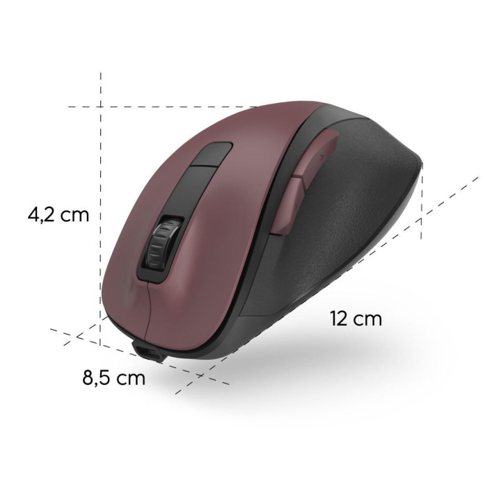 Безжична безшумна мишка HAMA MW-500 Recharge , бордо, 6 бутонна  - HAMA-173033